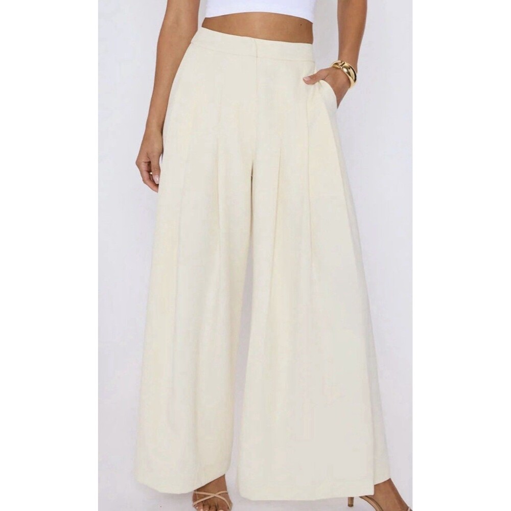 Vici NWOT Polished Pleated Trousers Wide Leg Dress Pants Size XL - Picture 2 of 8